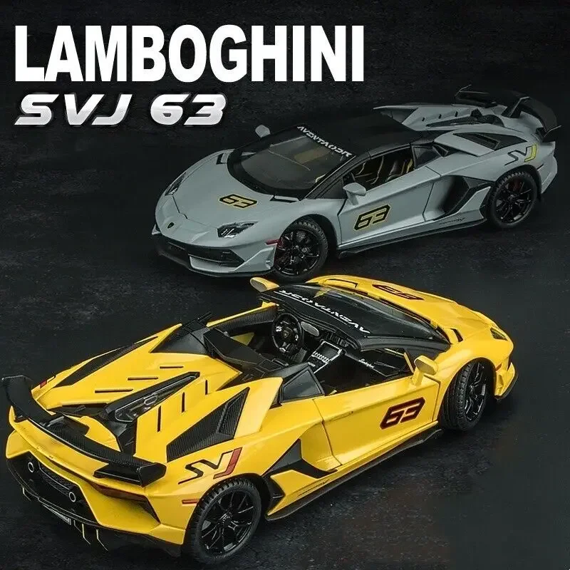 

1:24 Scale Lamborghini Aventador SVJ63 Diecast Alloy Sports Car Model Light Sound Pull Back Collection Display Kids Toy Gift