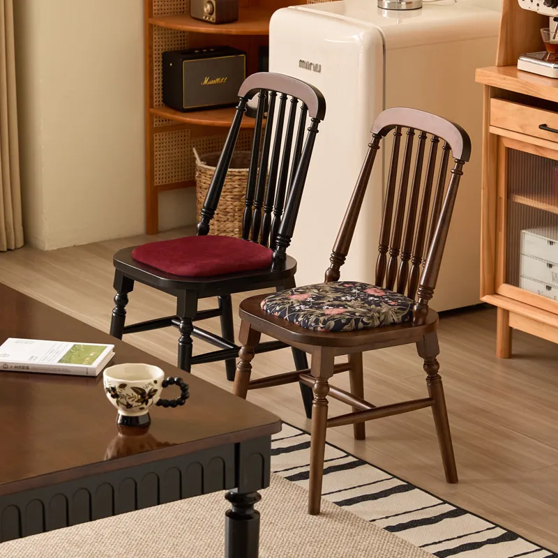 Solid wood dining chair Home living room backrest Single, chair Napoleon chair
