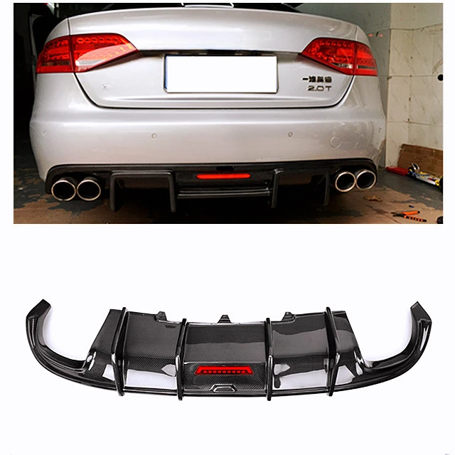 K Style Carbon Fiber Rear Bumper Lip Diffuser For Audi 2010 2011 2012 A4L B8 non sline Standard