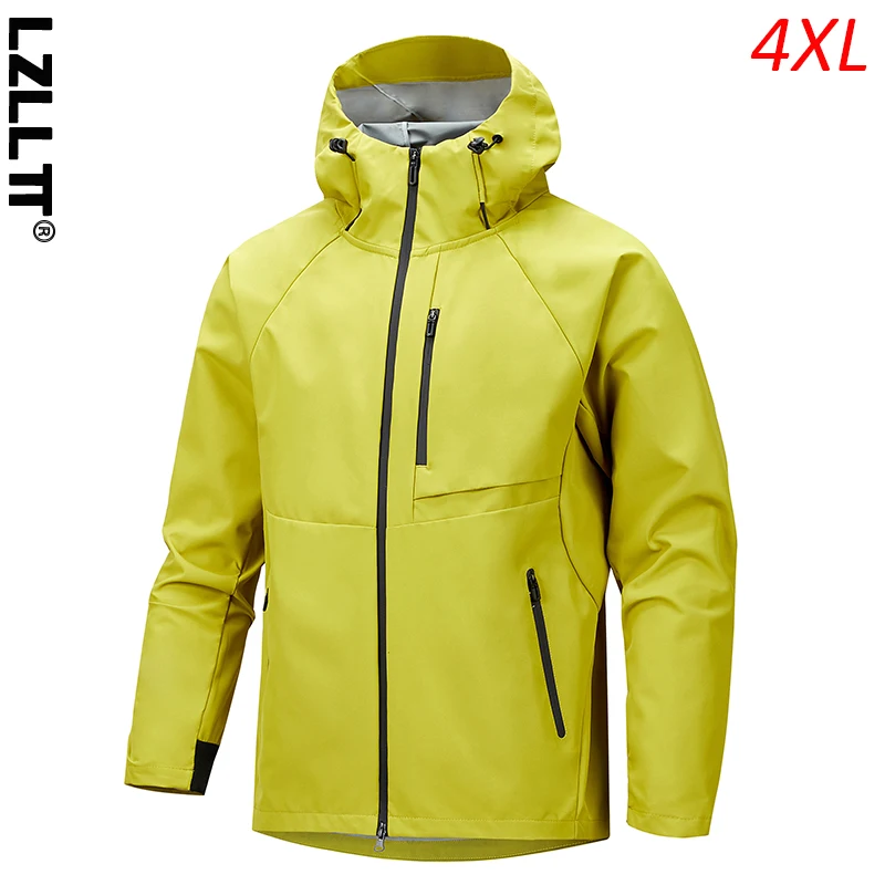 Spring Autumn Men Hooded Waterproof Outdoor Jackets Coats Man Hiking Jogger Cargo Jackets Male Outwear Bomber Windbreaker Jacket