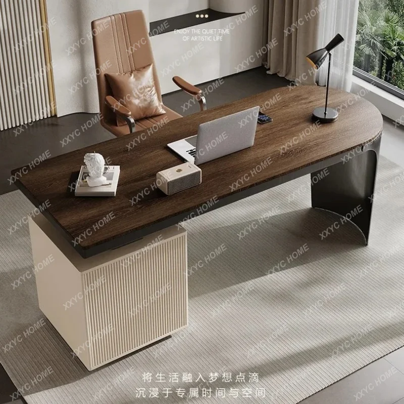 XX Simple Solid Wood Office Desks  High-end Stainless Steel Office Desks Light Luxury Home Study Furniture Bureau