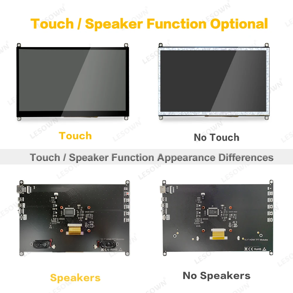 Imagem -05 - Lesown-ips Módulo Touchscreen Lcd Pequeno Monitor Hdmi Tela Externa para Raspberry pi 10.1 1024x600