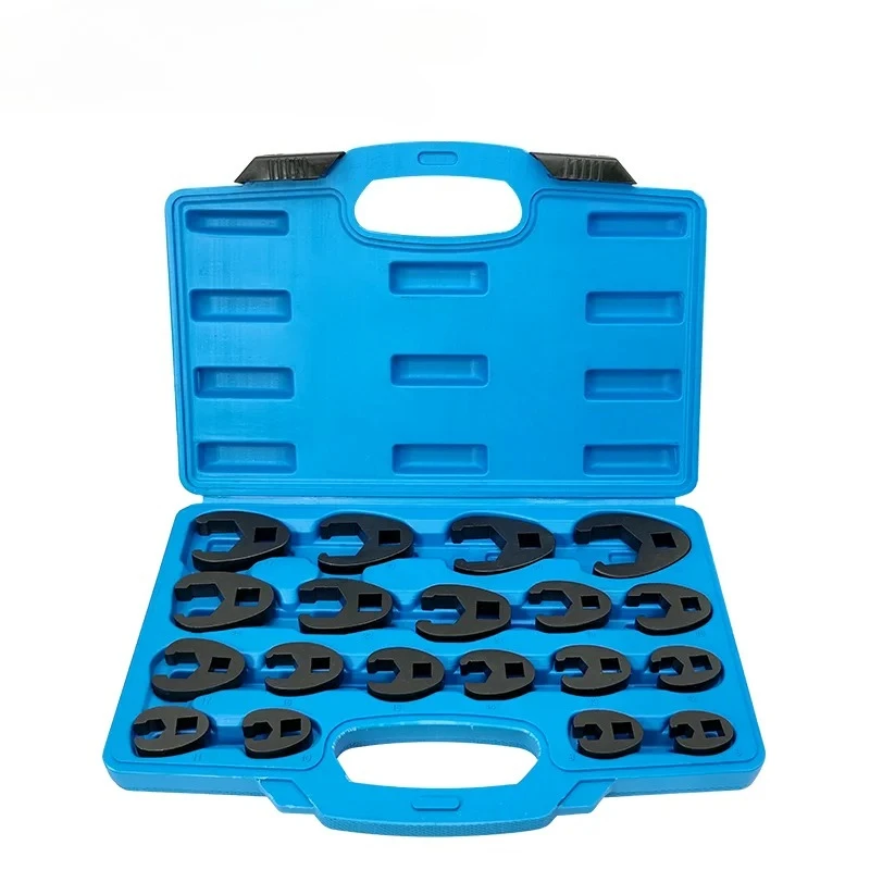 3/8in and 1/2in Drive Ratchet Crowfoot Flare Nut Wrench Set 19PC Metric Tool 8 to 32 mm Sizes 3/8” and 1/2” Drive