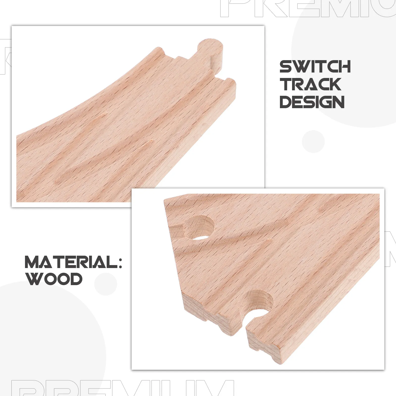 2pcs Wooden Train Track Connectors – Forked Switch & Flexible Railway Set for Kids’ Creative Educational Play