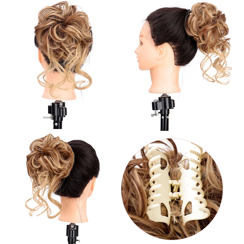 Nuovo Concubine Chignon sintesi capelli disordinati crocchia Clip-on accessori per capelli per le donne Scrunchie coda falsa arricciata afferrare panino