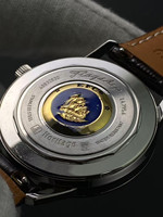 Retro automatic mechanical men's watch small size gold belly button sailboat LLOGO cream yellow literal boutique high-end