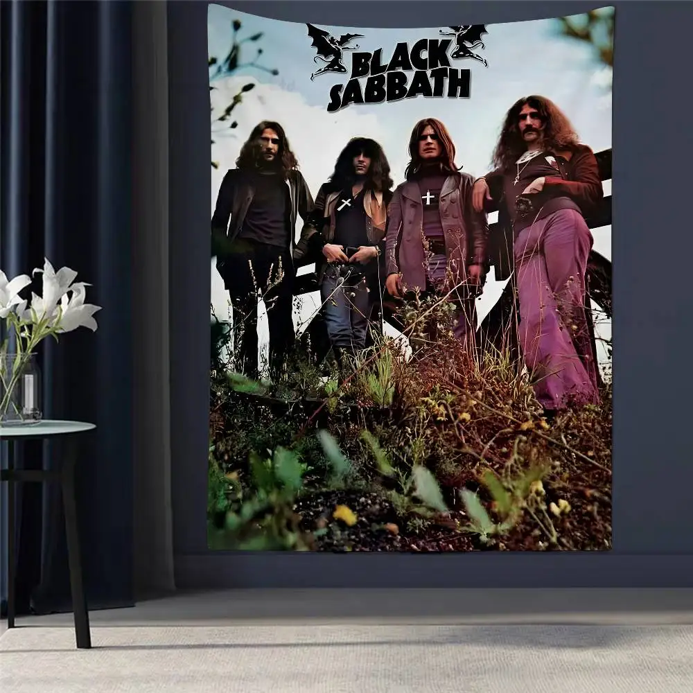 

B-Black S-Sabbath Band DIY Wall Tapestry Hanging Tarot Hippie Wall Rugs Dorm Home Decor