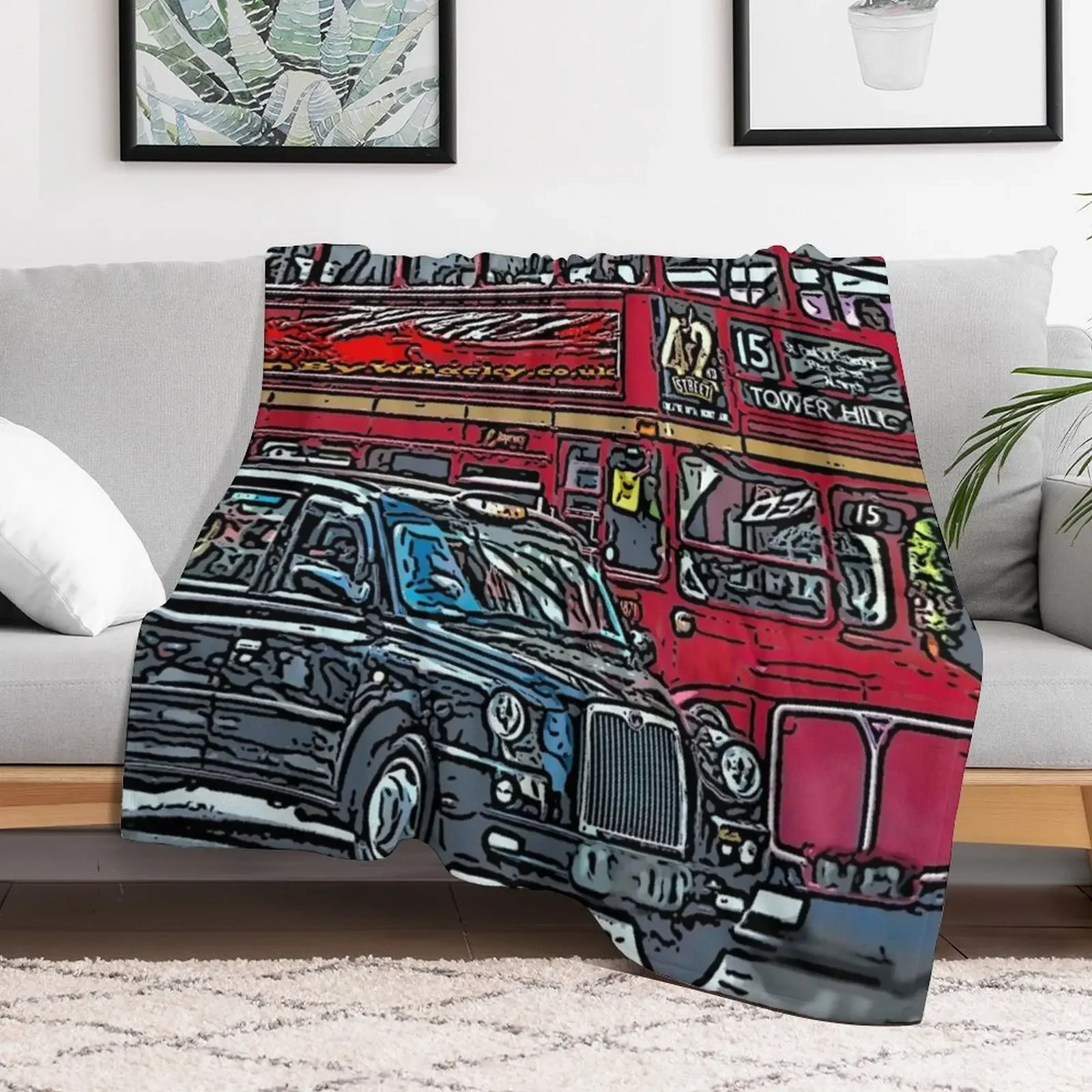 London Bus and Cab Throw Blanket funny gift sofa bed for sofa Furrys Blankets