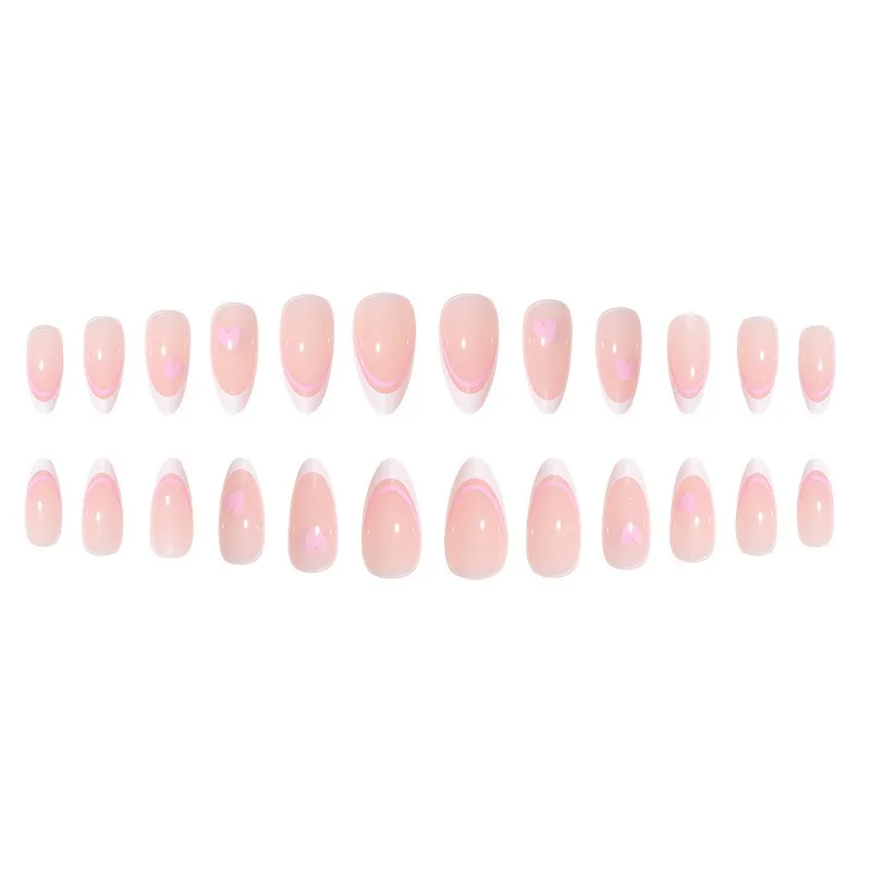 Destacável Amêndoa Oval Unhas Falsas, Capa Completa Unha Tip, Acrílico Nail Art Ferramenta, Pressione Nails, Coração Unhas Falsas, Presente, 24pcs