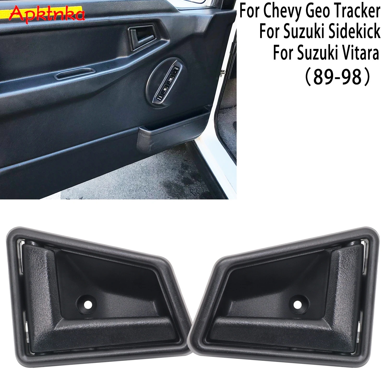 Juego de Manijas Interiores Negras para Puertas Delanteras para Chevy GEO Tracker, Suzuki Sidekick, Suzuki Vitara 1989-1998, Repuestos de Auto