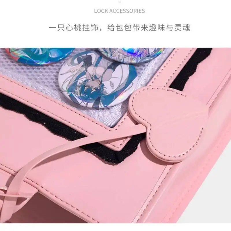 Bloom Japanese Pink Ita Women Lolita Transparent Bow Large Capacity Handbag Ladies Sweet Kawaii Tote Bag Crossbody Bags