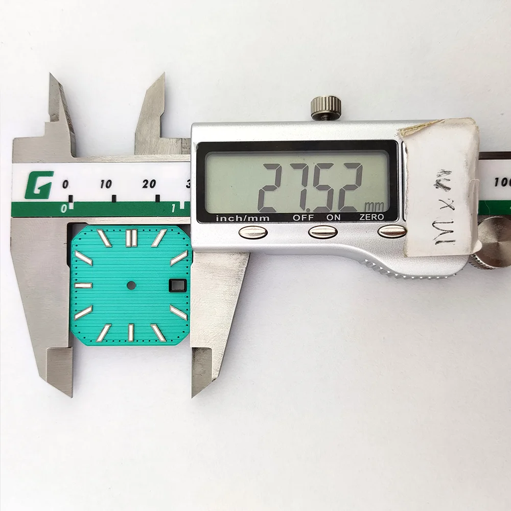 NH35 Dial 27.5mm Men's Watch accessories Replace module Green luminous watch face suitable for NH35 Movement Square watch dial