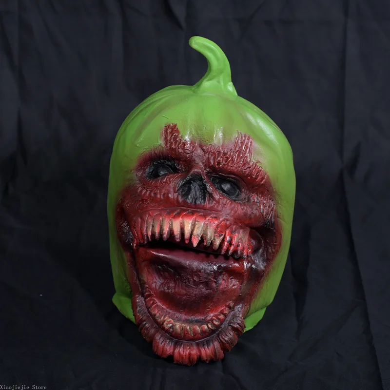 Creepy Pumpkin Head Latex Statue Halloween Horror Table Decor Spooky Prank Ornament for Bar Ghost House Escape Room Party