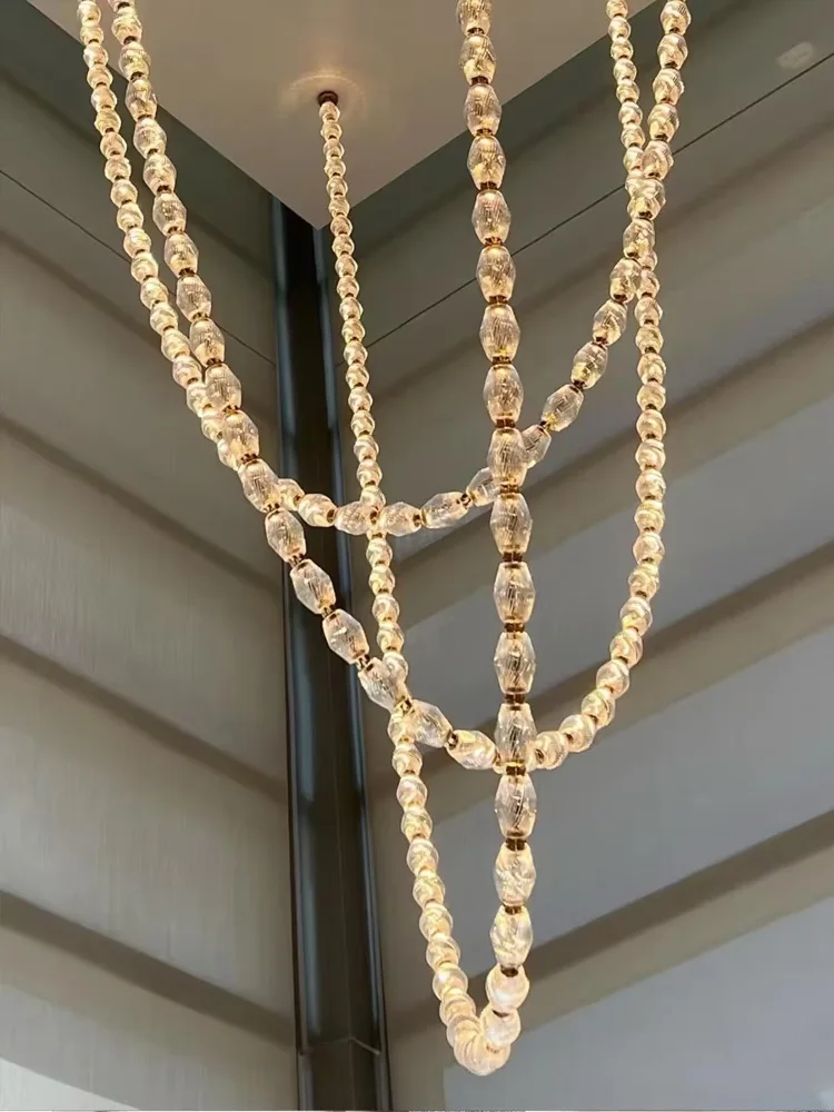 Diamond necklace ceiling living room chandelier, dimmable, LED lustre, hotel lobby hanging lighting lamp Gold/black/silver
