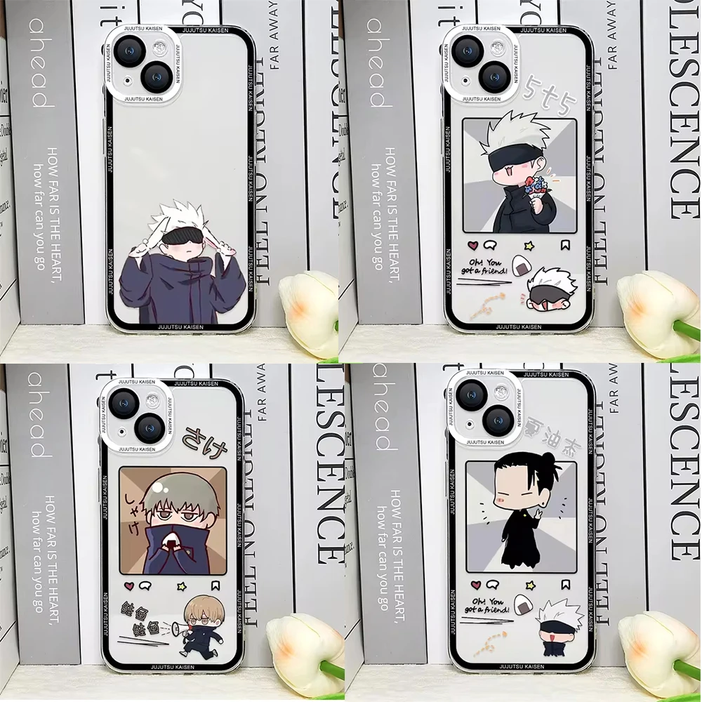 Cute Jujutsu Kaisen Anime Soft Silicone TPU phone Case for iPhone 15 14 Plus 13 12 11 X XS XR Pro Max Mini 8 7 6 6S Plus