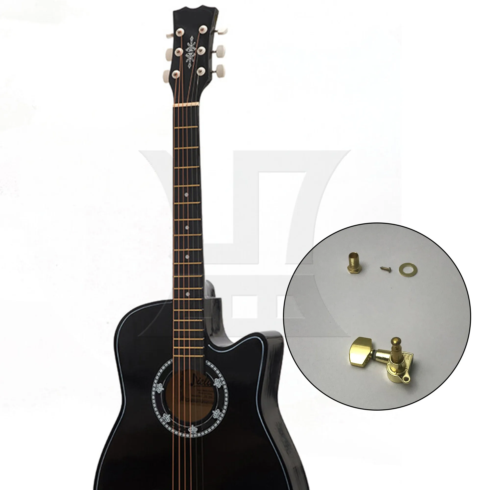 

Yibuy 1pc Big Square Guitar Tuner Peg Gold Right Universal Guitar String Standard Handle