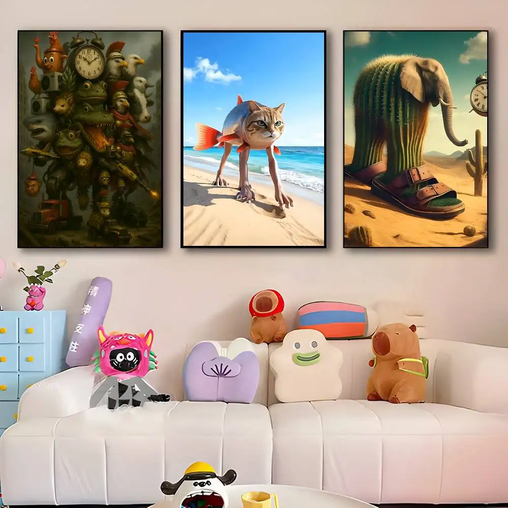 Funny Animals Italian Brain Rot Brainrot meme Posters HD Print Vintage Wall Art Decor for Home Study Room
