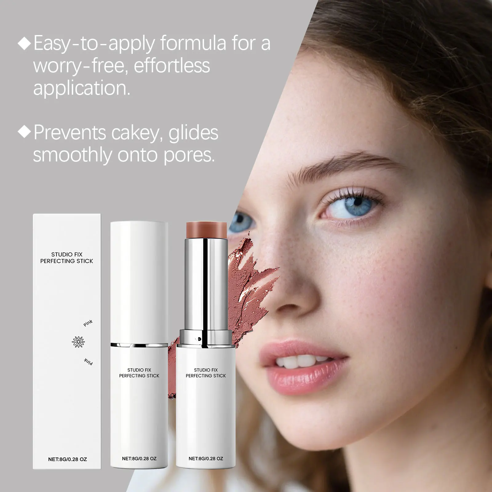 Base en barra de maquillaje, resistente al agua, a prueba de sudor, aclarador de piel facial, acabado impecable, base mate desnuda, cosméticos de cobertura completa