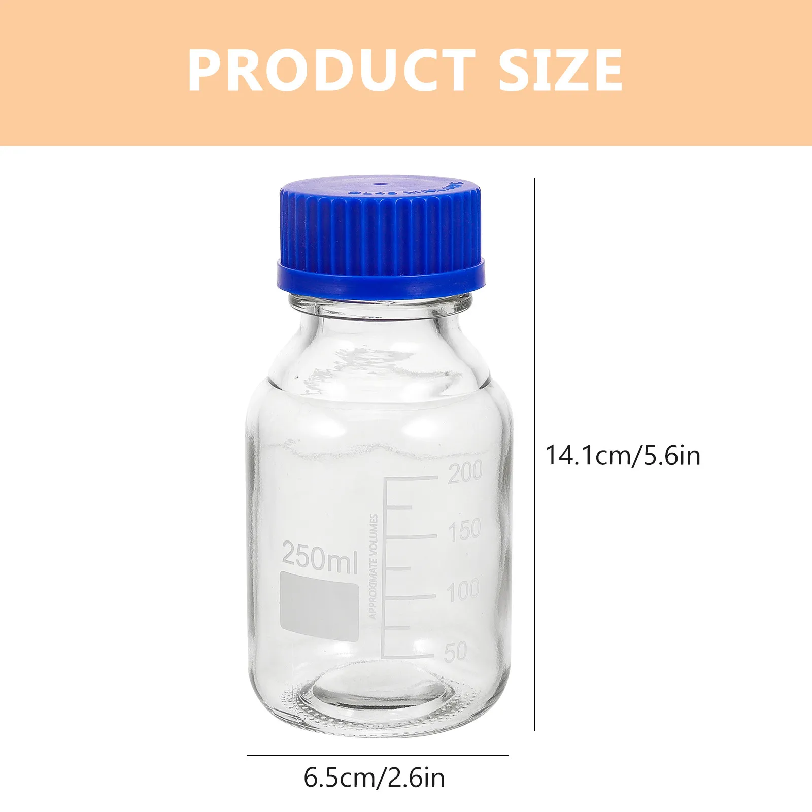4Pcs Blue Cap Graduated Reagent Bottle Empty Glass Bottle for Laboratory Chemical Storage Screw Cap Leak Proof Wear Resistant