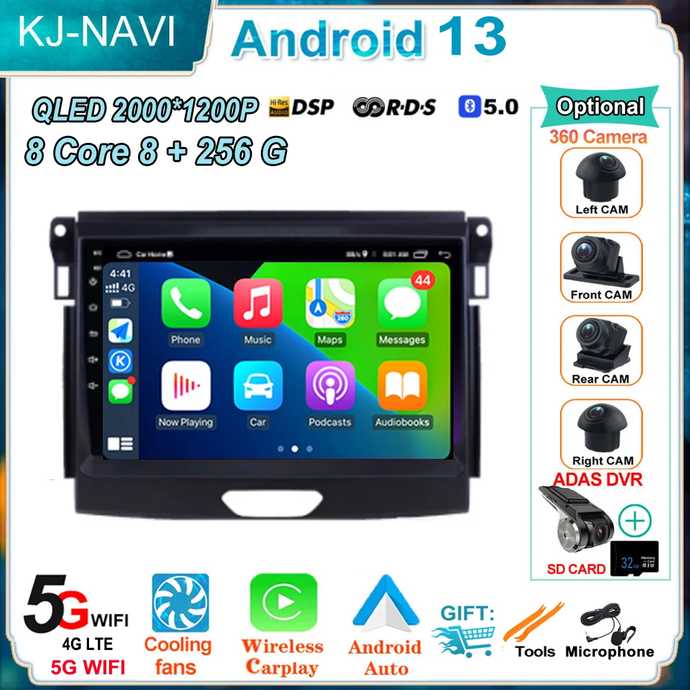 

Car Radio Video Multimedia Player For Ford Ranger Everest T6 2015 - 2020 Android 13 Navigation GPS Audio Autoradio Carplay DSP