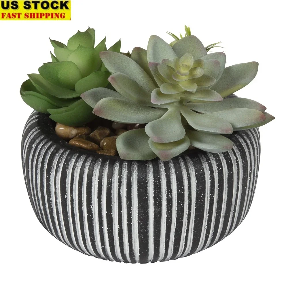 

Реалистичное искусственное сочное растение с каменным горшком, идеальное украшение для полки стола, уникальный подарок на новоселье