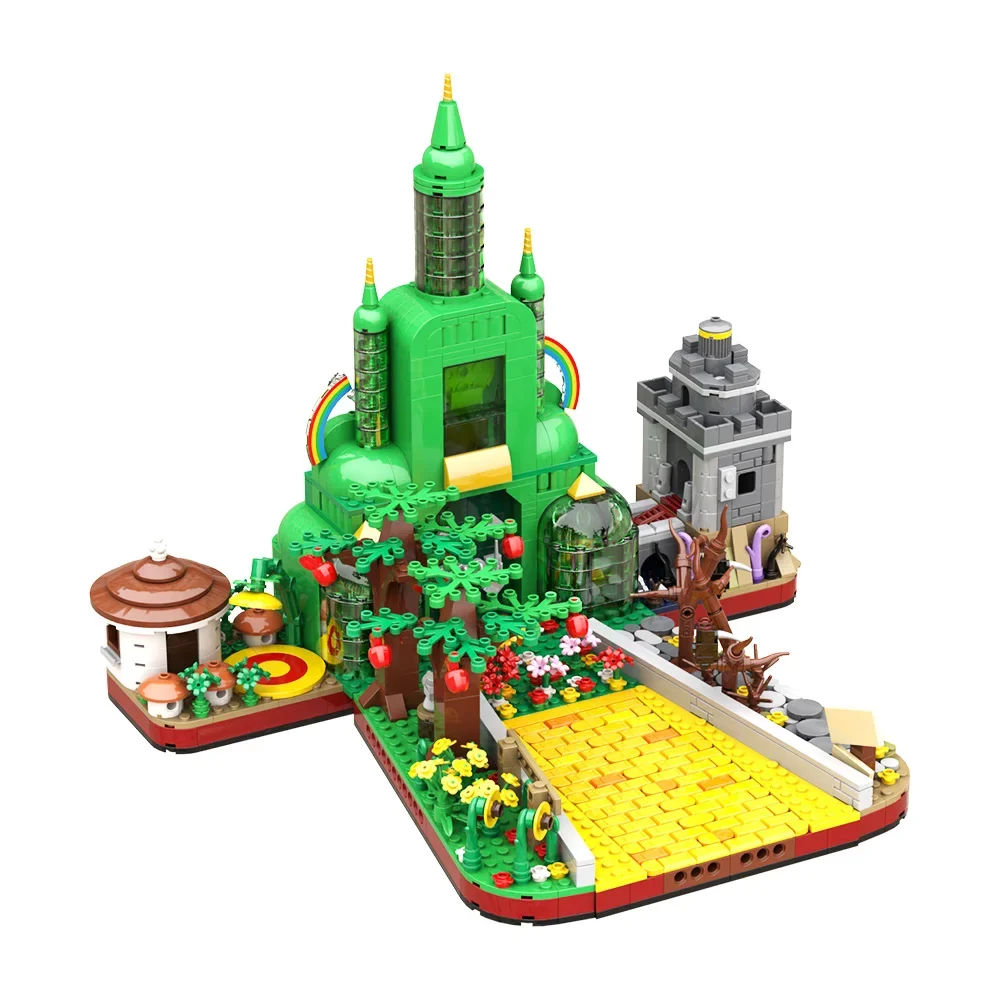 

MOC The Wizarded of Oz Emeralds City Buliding Blocks Model Emerald City Architecture Street View Bricks Assembly Toys Kids Gifts