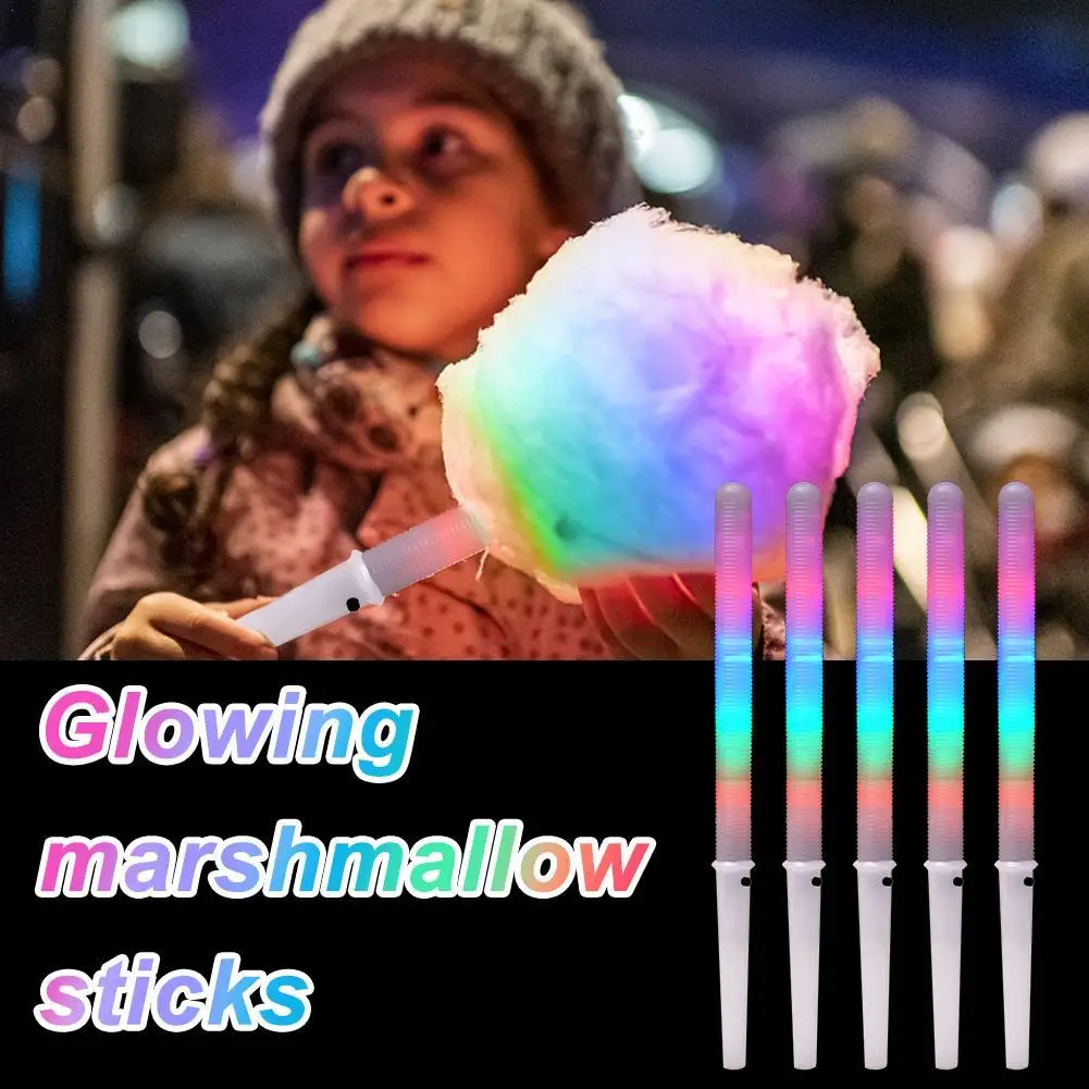 5/10 PCS Colorful LED Glow Sticks Cotton Candy Cones Reusable Glowing Marshmallows Sticks LED Light Tubes Home Party Props