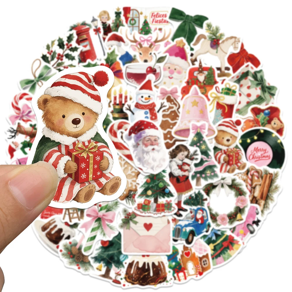 10/30/50 Uds. Pegatinas de grafiti estéticas de Navidad de dibujos animados Kawaii DIY portátil equipaje de viaje teléfono etiqueta adhesiva decorativa para diario