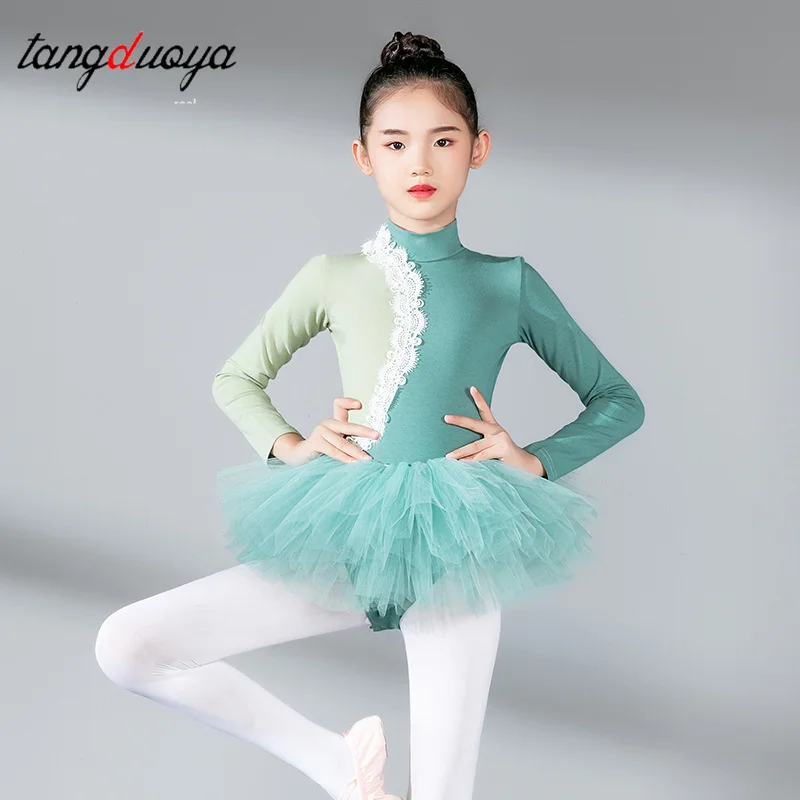 

Girls Long Sleeves Ballet Leotards Skirt Ballet Dress Gymnastics Leotards Stage Performance Costume Kids Ballerina Clothing