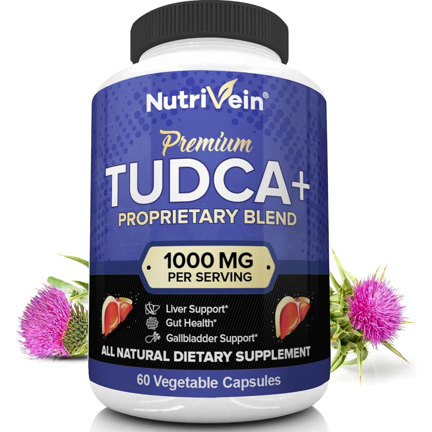 

TUDCA + Milk Thistle Supplement - Bile Salts Liver Support, Gallbladder Health, Gut Health, Liver Cleanse Detox & Repair Formula
