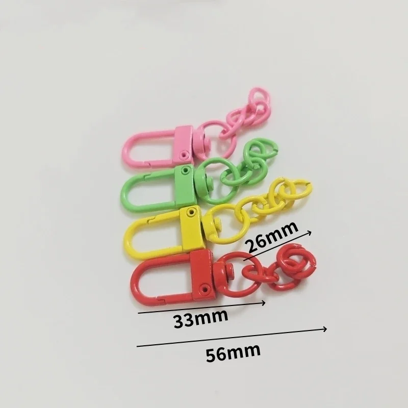 10/20pcs Keyring Lobster Clasp Spring Buckle With Chains Colored Keychains For Diy Jewelry Making Key Ring Hooks Bags Buckle