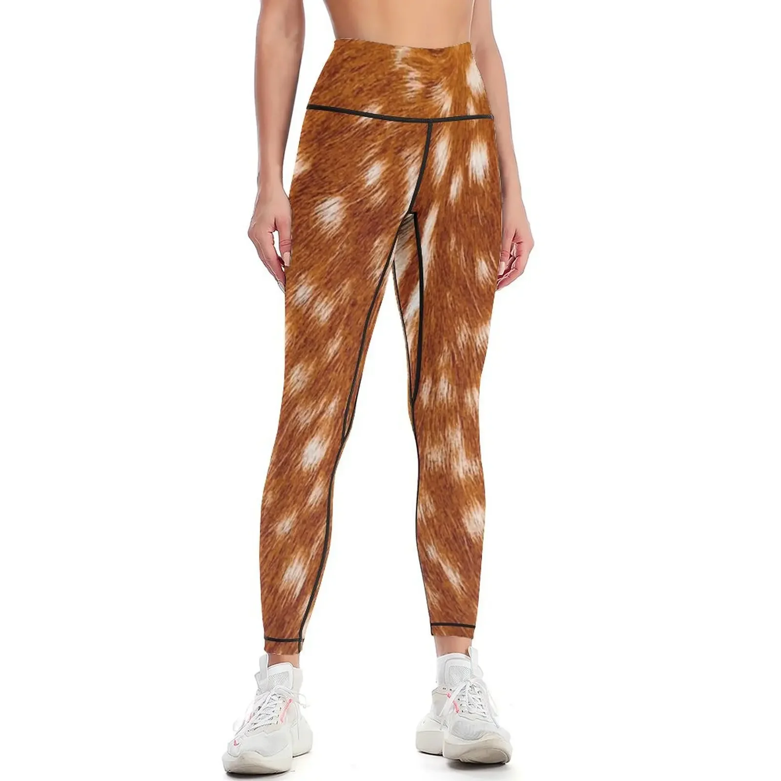 Deer natural spotty skin pattern Leggings active wear Tight fitting woman workout clothes for Golf wear Womens Leggings