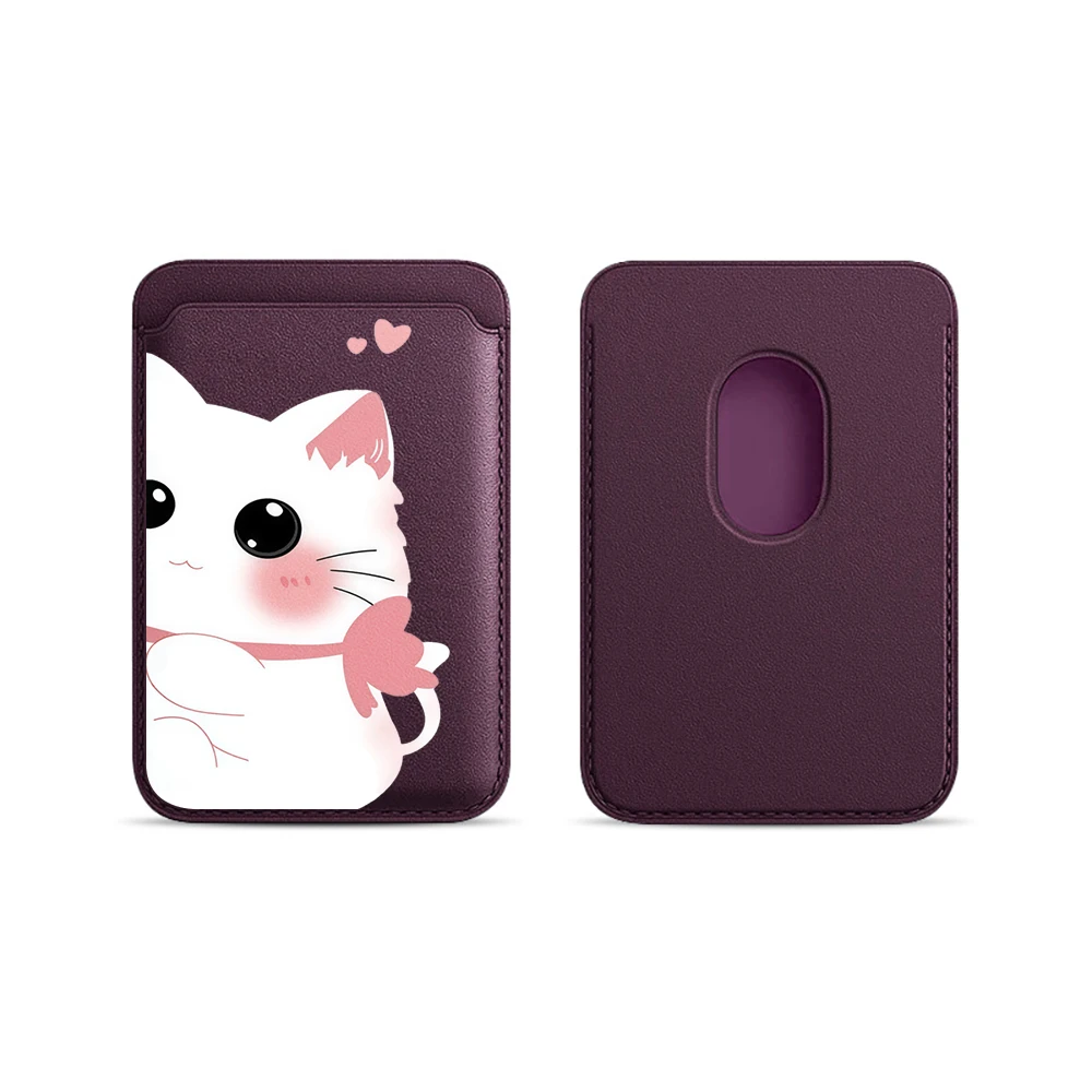 Elegante Katzen-Leder-Kartenhalter-Handyhülle für Magnetische Hüllen, Geeignet für alle iPhone Magsafe-Karten-Handy-Rückseiten-Taschen – Detail 12