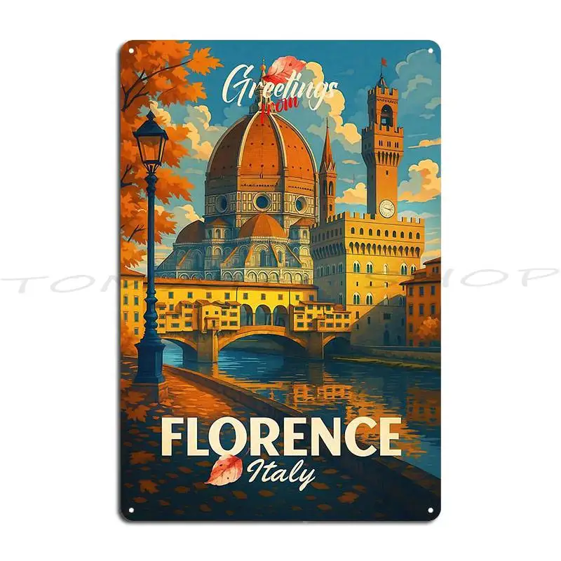 Florence Italy Travel Metal Sign Bar Rusty Customize Customized Tin Sign Poster
