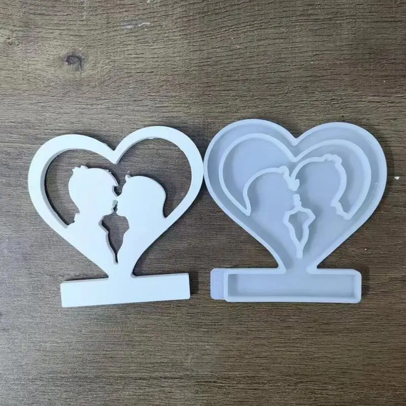 Couple Candle Stand Mold Kiss Couple Epoxy Resin Casting Mold Heart Shaped Resin Mold Kiss Couple Design Silicone Mold For Table