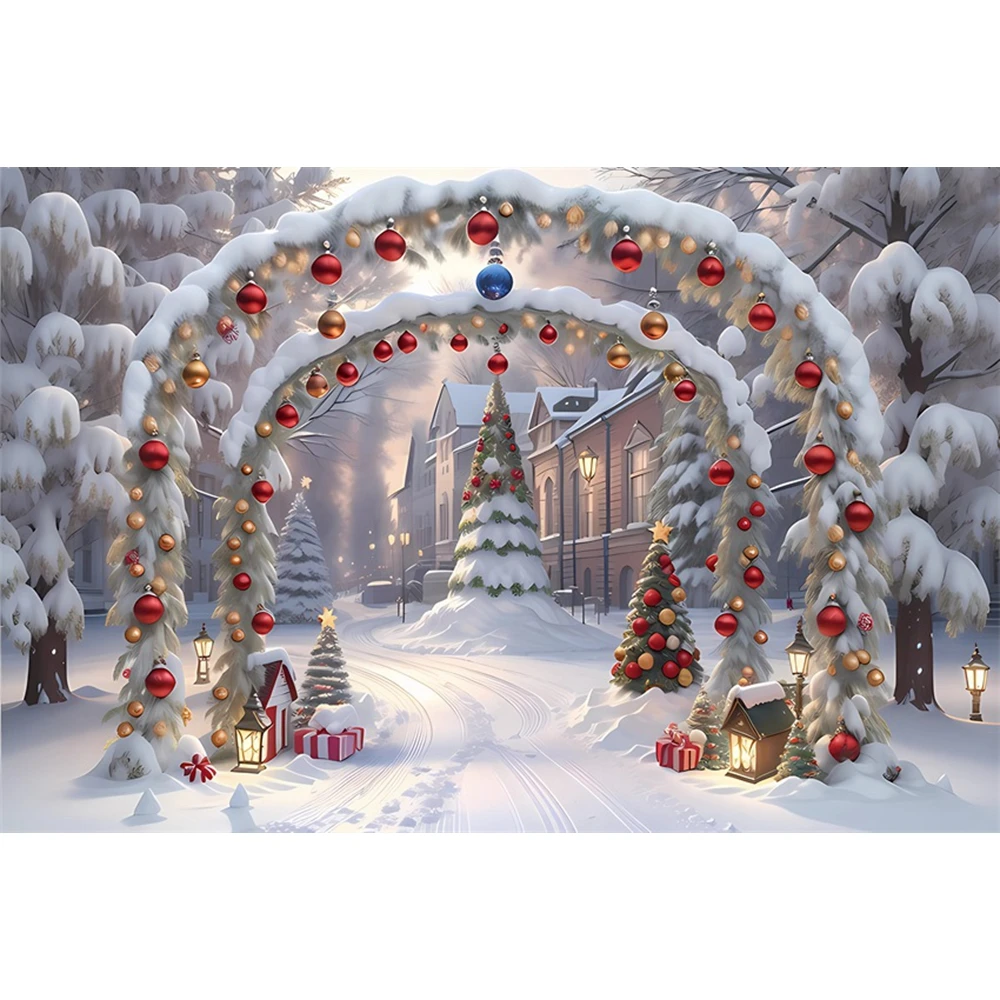 Christmas Photography Background Winter White Snow Xams Tree Party Decoration Family Children\'s Portrait Studio Props Banner