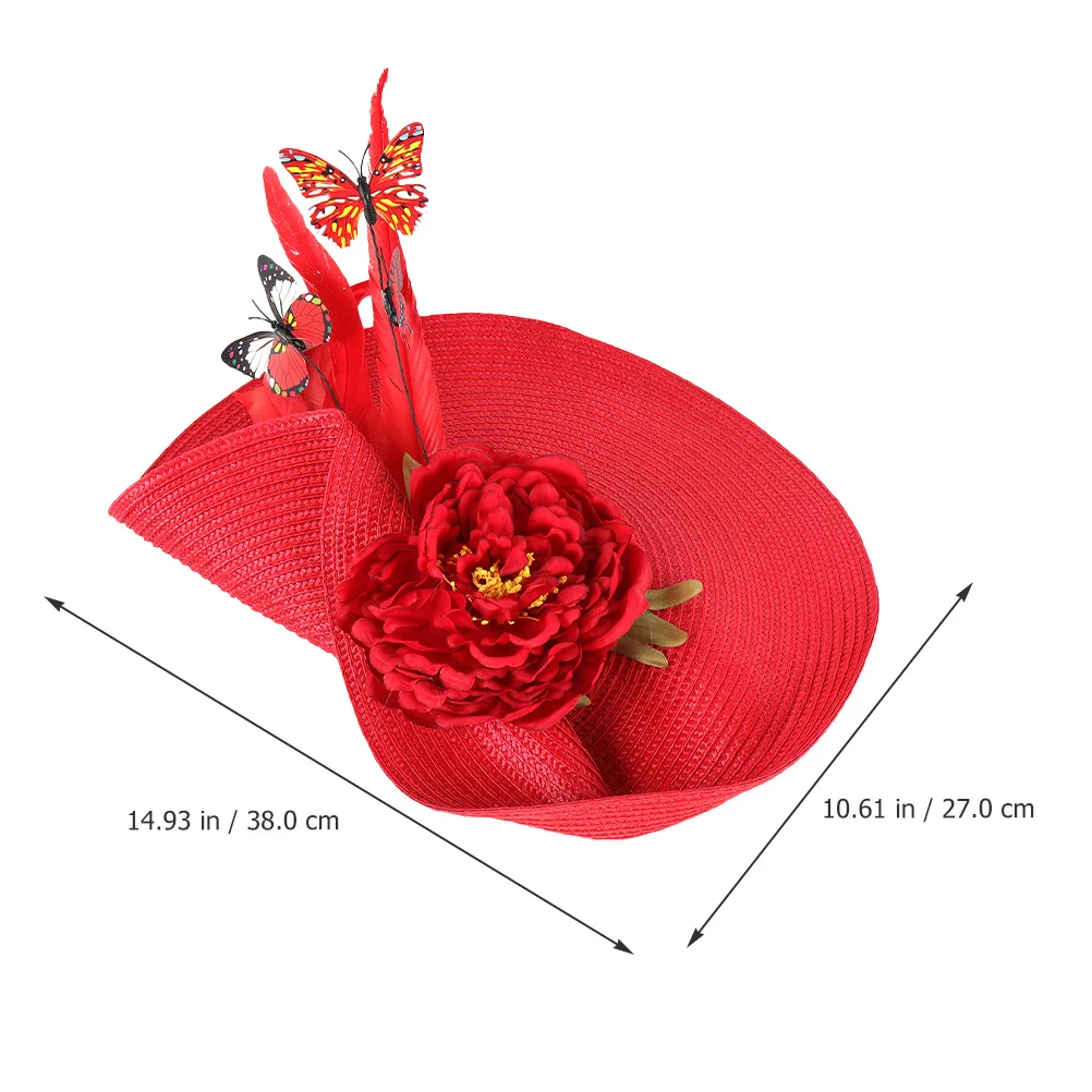 

Женская соломенная шляпа-чародей, банкетный головной убор, повязка на голову с бабочкой, чаепитие, свадьба, свадебные аксессуары для волос, чародеи для женщин