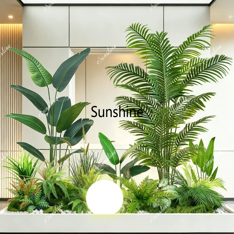 Simulated fake green plants, sunflower, window decoration tree, realistic bionic plant ornament