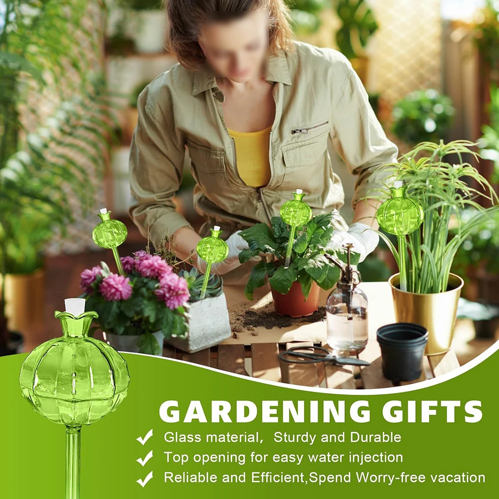 Set of 4 Glass Plant Watering Globes for Potted Plants Self Watering System Provides Steady Water Supply to Indoor Plants