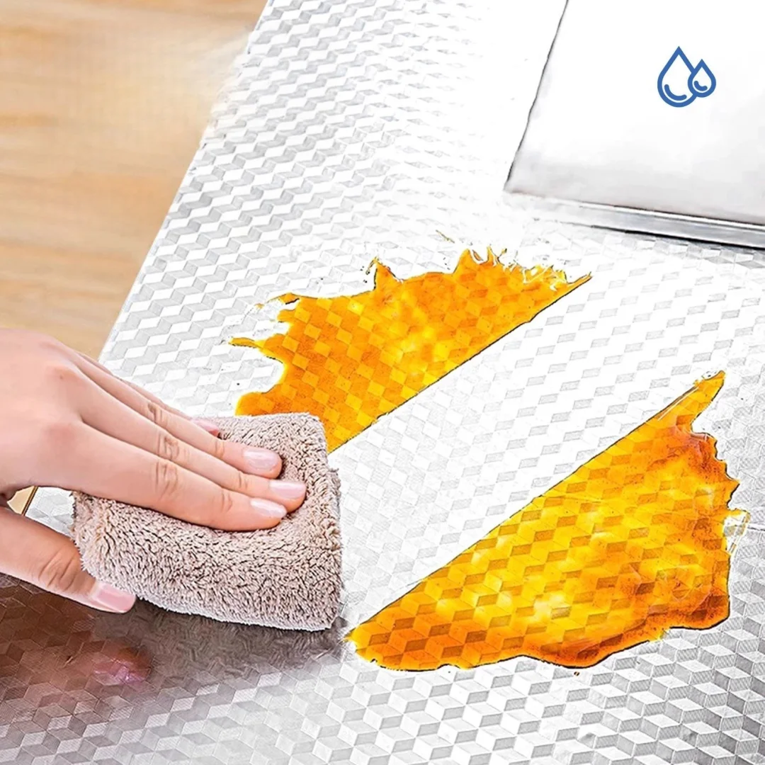 Aluminum Foil Kitchen Stove Sticker, Oil-Proof Waterproof Fireproof Heat Resistant Countertop Wall Protector view 4