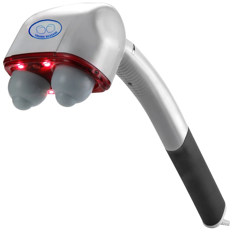 Elektrische Handheld Massager Hamer Trillende Rug Spier Ontspannen Nek Lichaam Halswervel Relax Stok Roller Met 2 Massage Hoofd