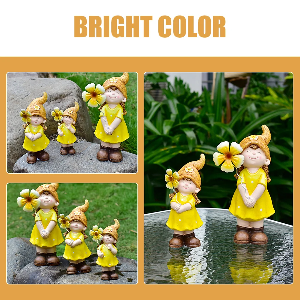 

3Pcs Pastoral Style Girl Sculpture Lightweight Pottery Tabletop Ornament Home Decorative Gift Girl Ornament Lovely Car Decor