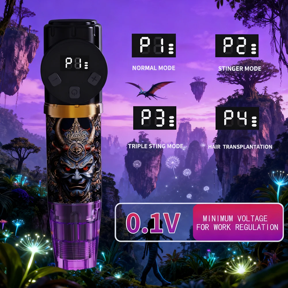 Hannya Mask Cordless Rotary Tattoo Pen Kit Digital Display Complete Tattoo Starter Set