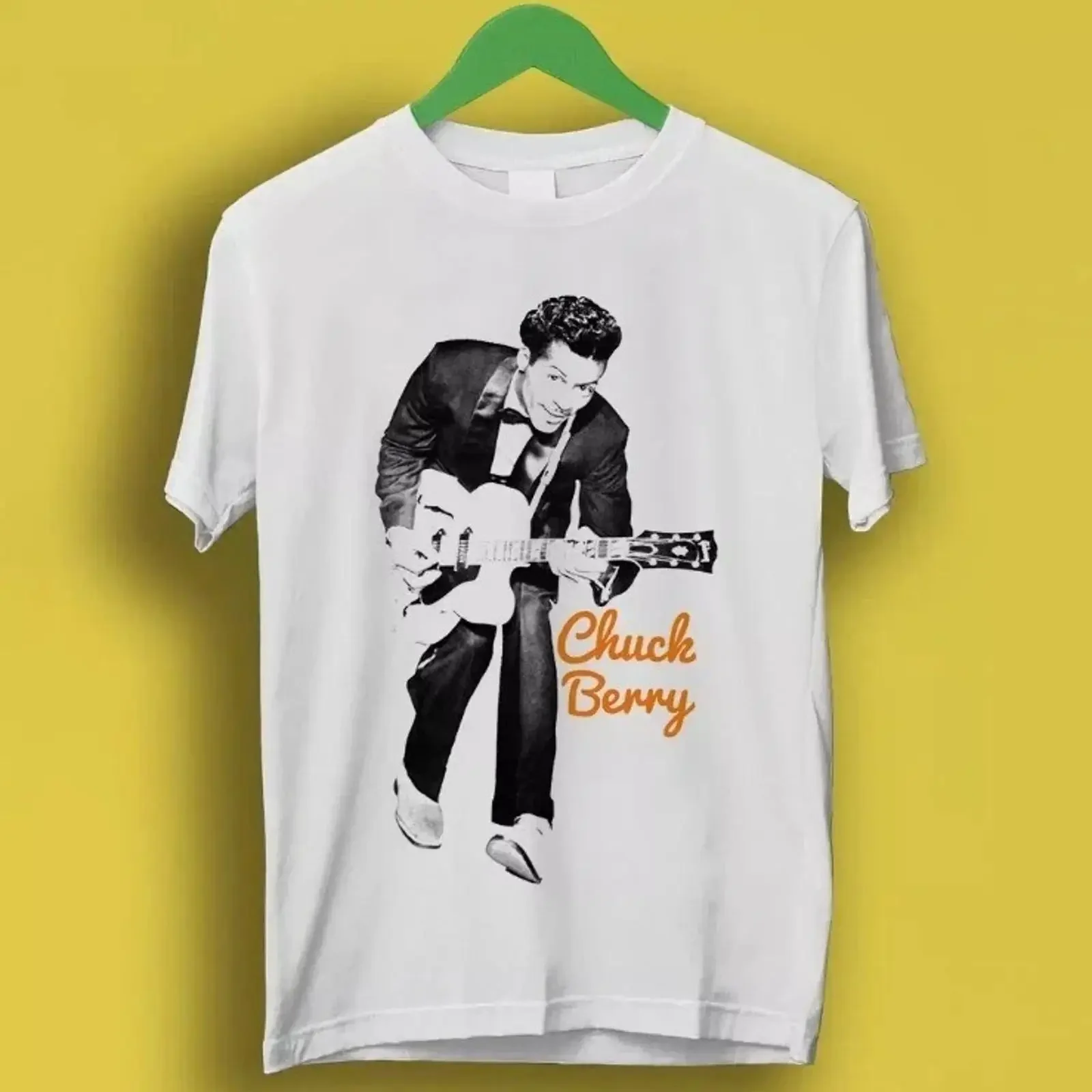 Chuck Berry Guitar Legend Rock N' Roll Retro Music T Shirt S 5XL Q9458 vintage Washed streetwear Unisex Top For Everyday Wear