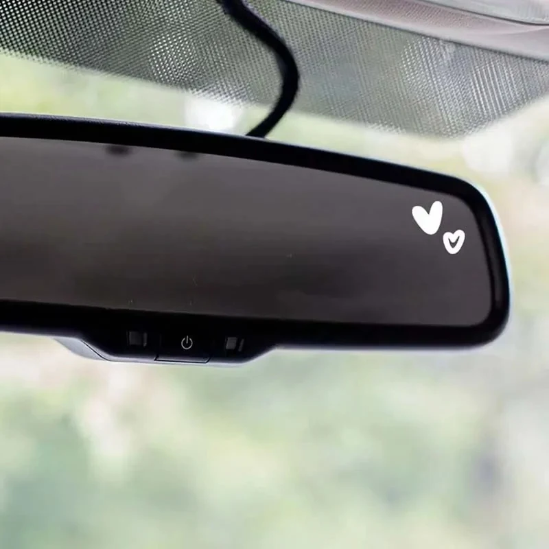 Two Cute Oval-Shaped Decorative Car Stickers, Glossy Rearview Mirror Car Stickers, Irregular Shape, Single-Use