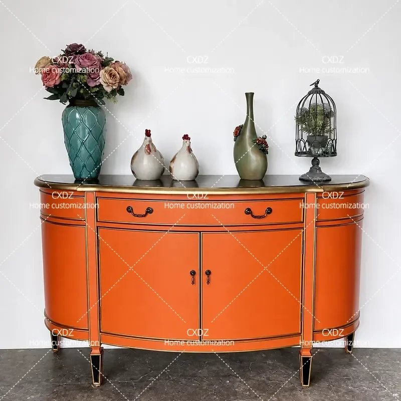 Painted Entrance Cabinet Foyer Decorative Storage Locker Classical Villa Living Room Side Cabinet
