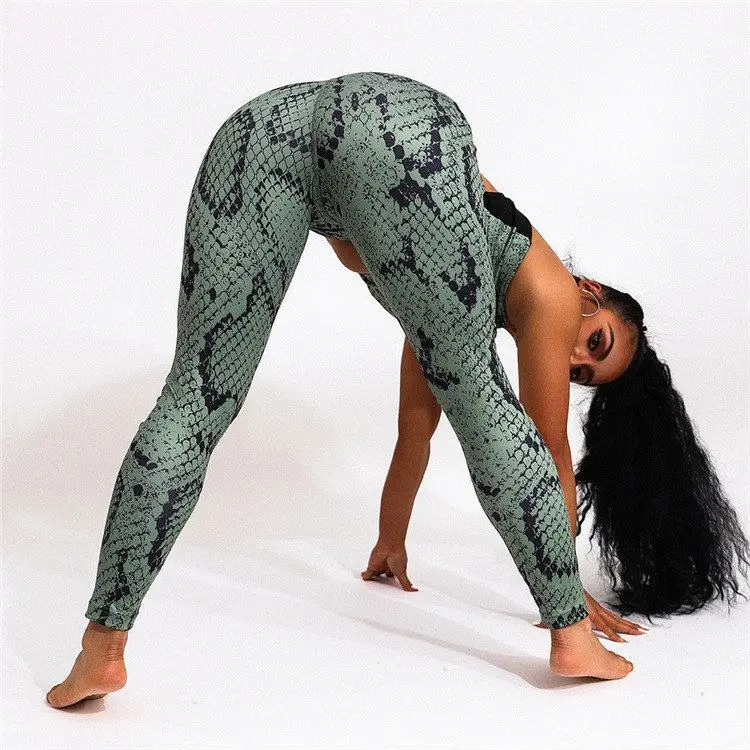 Sexy Snake Print Yoga Pants Women's Fitness Set Fashionable Cross-Border Leggings Comfortable Breathable Base Layer Pants