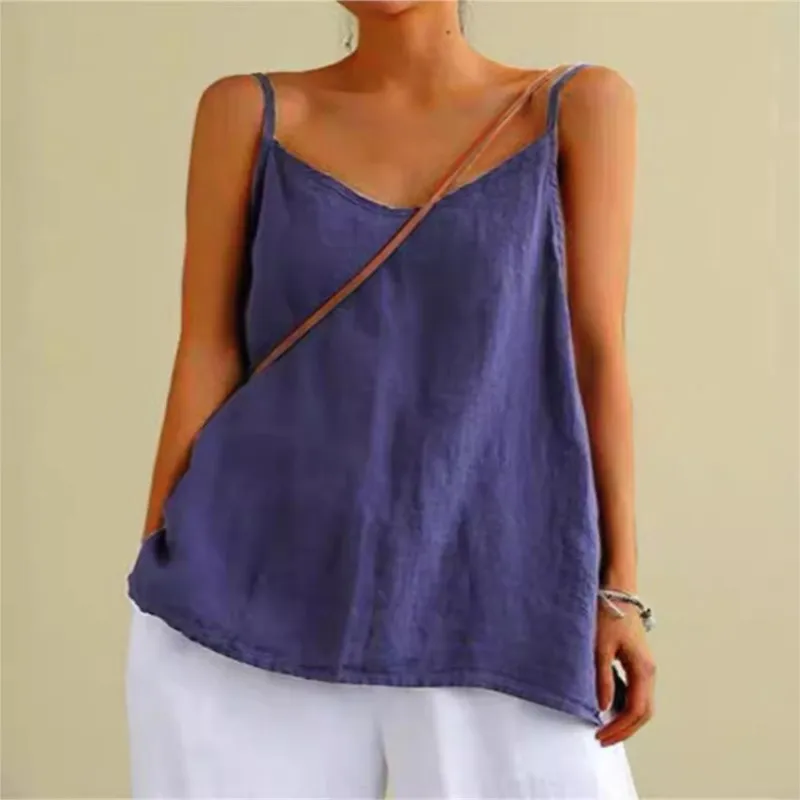 Women's Blouses Tank Cotton Linen Camisole Summer New White Loose Casual Inner Sleeveless Versatile Bottoming Simple Top Women