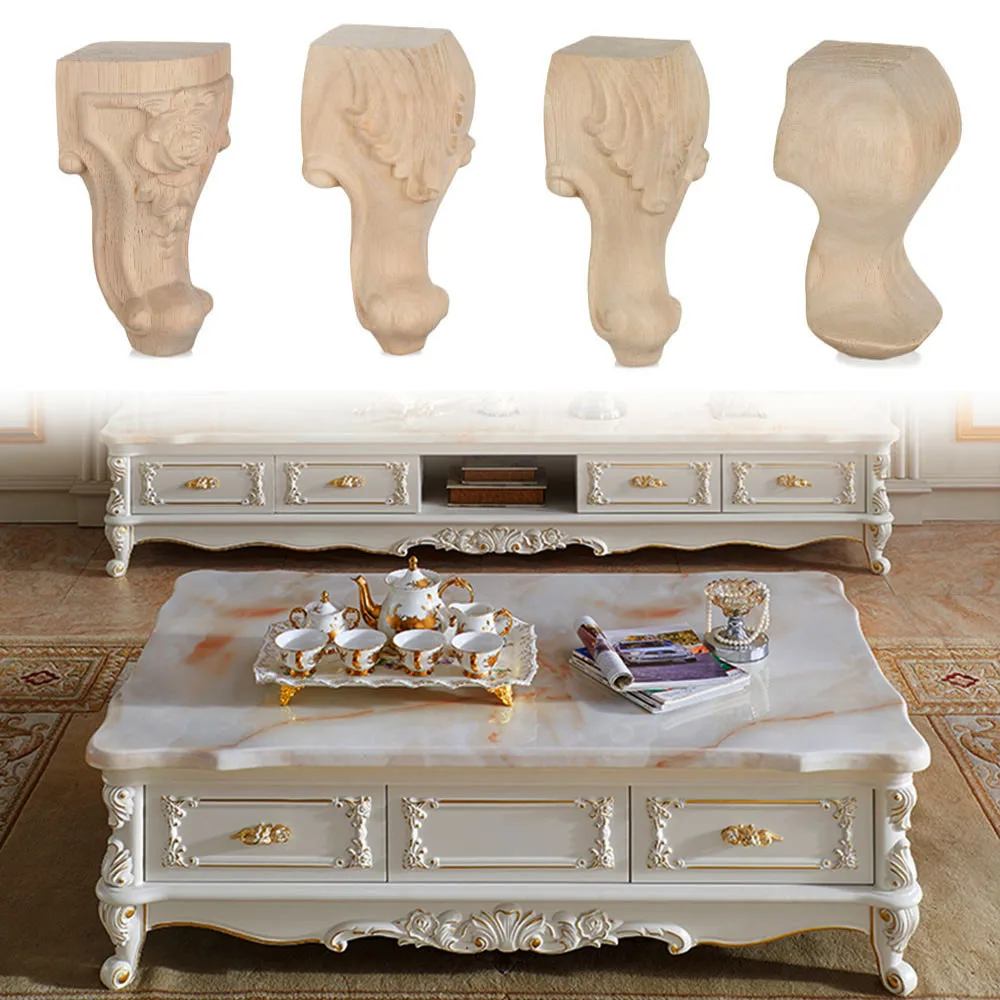 Solid Accessories European Style Home Decor Furniture Foot Legs Vintage Wood Carved Cabinet Seat Feets