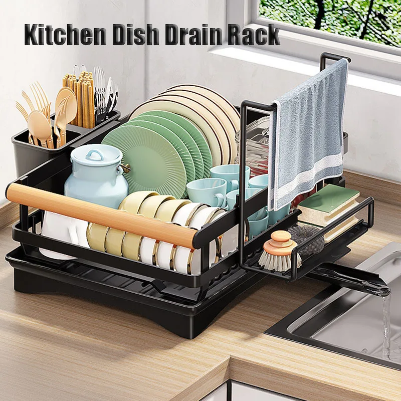 

Dish Drying Rack Kitchen Sink Organizer Tableware Storage Shelf Sink Sponge Towel Holder Bowl Dish Draining Kitchen Accessories